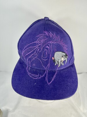 Vintage Walt Disney World Embroidered Eeyore Baseball Hat Cap Purple Snap Back-image