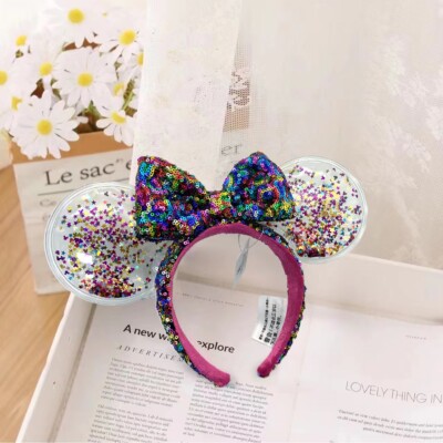 Disney Parks Ears Rainbow Edition Minnie Ears Confetti Star Sparkle Headband-image