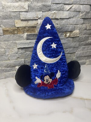 Vintage Walt Disney World Mickey Mouse Fantasia Sorcerer Wizard Hat Blue W/ Ears-image