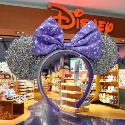 Disney. Parks TOMORROWLAND Silver Minnie Mouse Ears Headband NEW US Ship-image