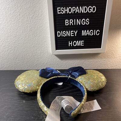Disney Gold Shimmer Blue WDW 50th EARidescent Minnie Mouse Ears Headband 2022-image