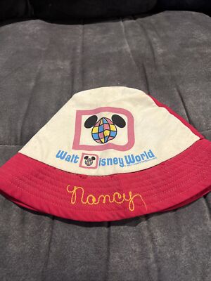 Vintage Walt Disney World Sun Cap Hat Union Made USA - Embroidered Nancy-image
