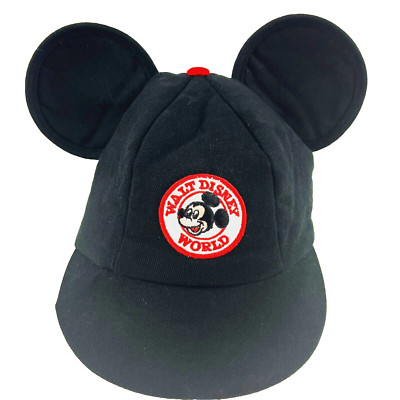 VTG Mickey Mouse Ears Cap hat Walt Disney World Red patch Adult Cotton Snapback-image
