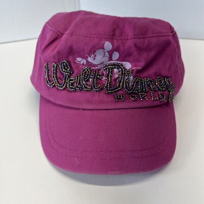 Walt Disney World Mickey Mouse Beaded Pink Cadet Military Style Cap Hat-image