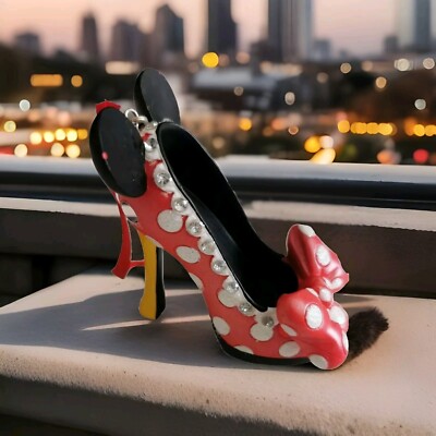 Minnie Mouse High Heel Shoe Ornament Christmas Disney Parks Red - Authentic-image