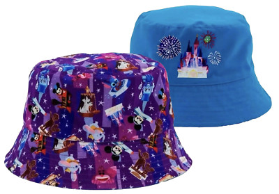 New Disney Parks Joey Chou Reversible Bucket Hat Purple Blue Castle-image