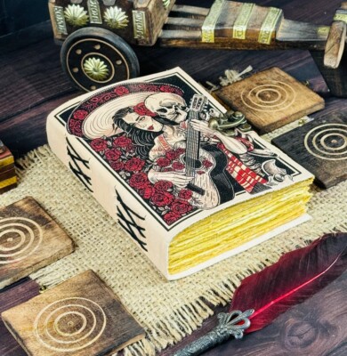 Grimoire journal blank spell book of shadows the lovers leather journal gifts-image