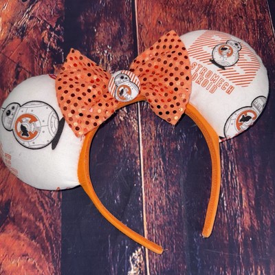 Disney Star Wars BB-8 Droid Orange Glitter Bow Mickey Ears NO TAG-image