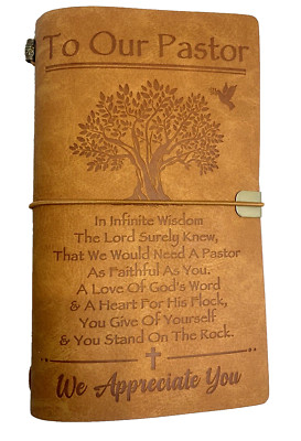 Pastor Journal Leather Synthetic Appreciation Gifts Clear pages Cards Zipper bag-image
