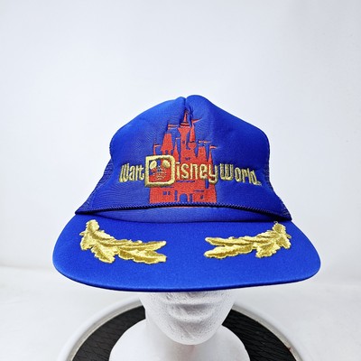 Vintage 80s Walt Disney World Gold Leaf Embroidered Trucker Snapback Hat Cap WDW-image