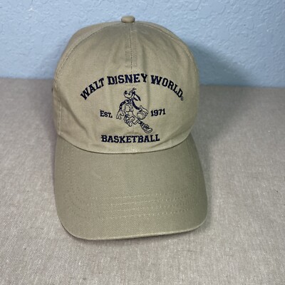 Disney Goofy Hat Walt Disney World Basketball OSFM Leather Strapback Vintage-image