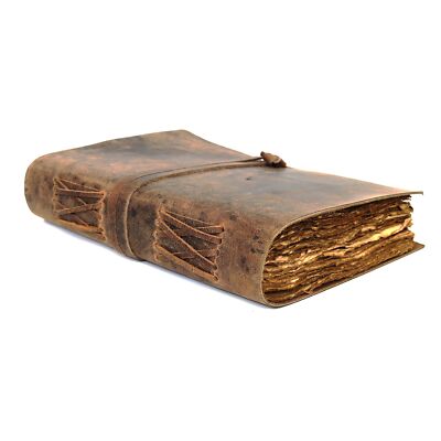 Vintage Leather Journal with Handmade Bound Pages 10x7 Inches Brown Cover-image