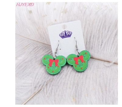 CHRISTMAS PARTY MINNIE WREATH EARRINGS JEWELRY WALT DISNEY WORLD MICKEY MOUSE-image