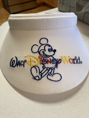 Vtg Walt Disney World Adult’s Rainbow/White Visor - Retired!  Great Shape!-image