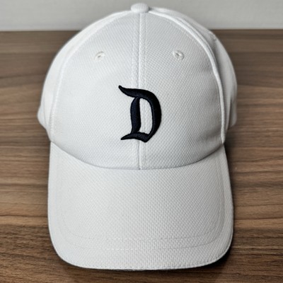 Disney Parks Hat Strap Back Solid White Navy Blue Embroidered Classic D Logo-image