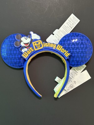 NWT Disney Parks WDW Walt World Blue Making Magic Mickey Mouse Ears Headband-image