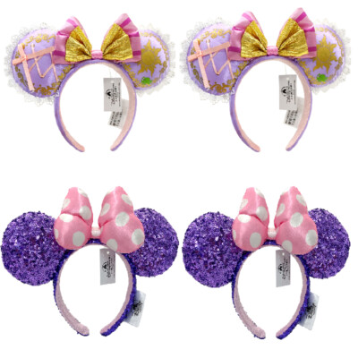 4PCS Disney Parks Rapunzel Tangled Pascal Pink Polka Dot Minnie Headband 2024 US-image