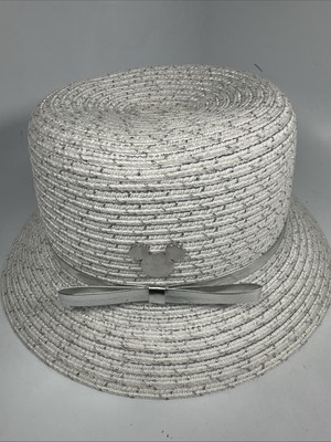 Disney Parks | Mickey Mouse Straw Hat Silver/White | Size Adult 57cm-image