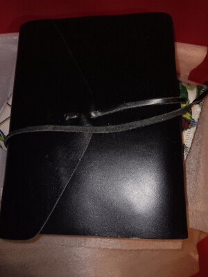 Black Leather bound journal Notebook Diary Sketchbook Vision Quire 8.5