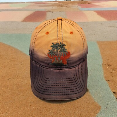 Vintage Walt Disney World Mickey Mouse Surfing Orange Tie Dye Strap Back Hat Cap-image
