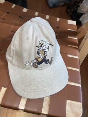 Vintage Walt Disney World Goofy Golf Cotton Leather Strap Cap Hat Beige-image