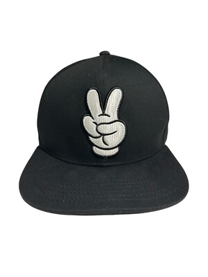 Disney Parks Peace Sign SnapBack Hat Cap Walt Disney World Black Adult Size OSFM-image