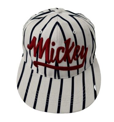 Disney Parks Mickey Mouse Pin Stripe Hat White Blue OSFA Adult Embroidered 59cm-image