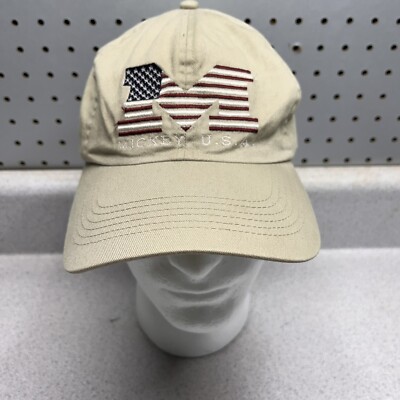 VTG Walt Disney World Mickey USA Patriotic Dad Cap Slideback Adjustable Beige-image