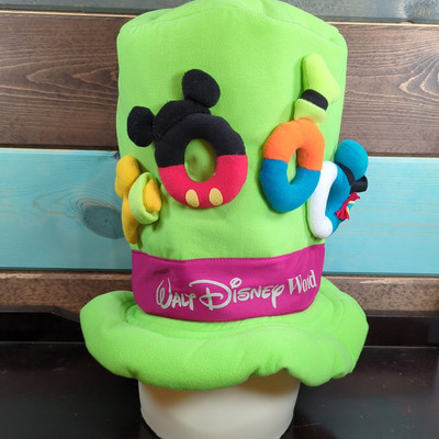 Walt Disney World 2000 Goofy Green Plush Hat Cap Adult Size Numbers Collectable-image