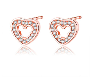 ROSE GOLD PLATED CZ MICKEY MOUSE EARRINGS MINNIE JEWELRY WALT DISNEY WORLD LAND-image