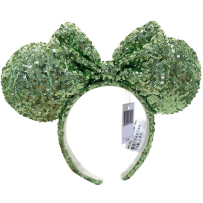 Tokyo Disney Parks Green Bow Exclusive Minnie Mouse Ears Sequin Headband 2023-image