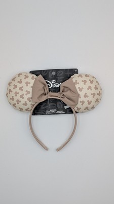 NEW Disney Parks Animal Kingdom Mickey Print Khaki Bow Minnie Ears Headband -image