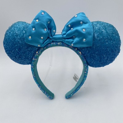 Disney Parks loungefly Ears Headband Aqua Blue Sequin Padded Bow-image
