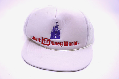 VTG. Walt Disney World Hat Cap Snap Back White W/Red/Blue Logo Mesh Trucker OSFA-image
