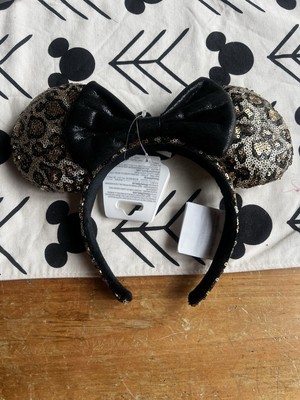 NEW Disney Parks Animal Kingdom Leopard Print Black Bow Minnie Ears Headband -image