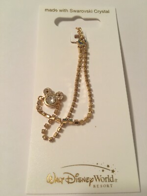 Disney Parks Mickey Mouse Icon Head Arribas Bracelet Swarovski Retail $75 Gold-image