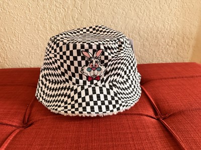 Disney Parks White Rabbit Alice In Wonderland Checkboard Sherpa Bucket Hat NWT-image
