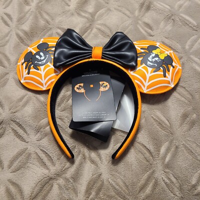 Disney Headband Halloween Ears Loungefly Mickey and Minnie Spider Pattern-image