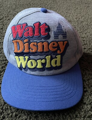 Disney Parks Walt Disney World Retro Logo Snapback Gray Adjustable Hat New-image