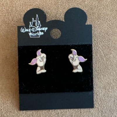 Vintage Walt Disney World Piglet Earrings Winnie the Pooh Post Pierced enameled-image