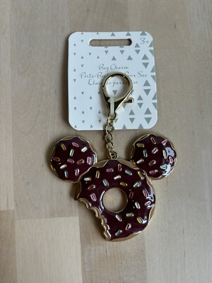 WDW Disney Parks Mickey Mouse Donut - Icon Bag Charm Jewelry Keychain NEW-image