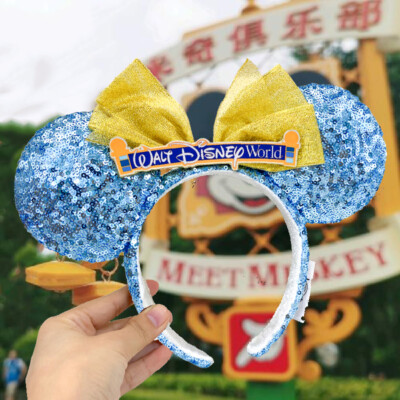 Disney Parks Walt Disney-World Entrance Sign Marquee Blue Ears Headband WDW 2024-image