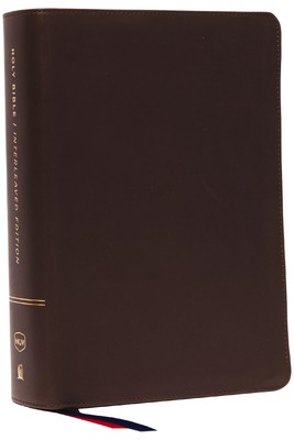 NKJV, Interleaved Bible, Journal Edition, Genuine Leather, Brown, Red Letter...-image