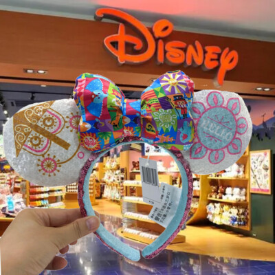 Disney’ Park Minnie Ears Bow Sequin it.s a small world Clock Mickey Cos Headband-image