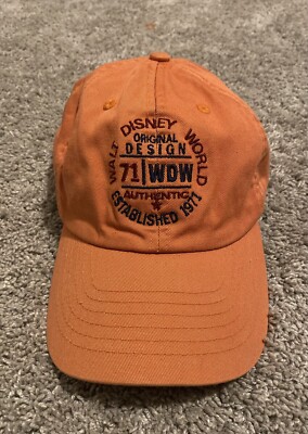 Disney Walt Disney World 71 Baseball Cap Adjustable Orange Embroidered-image