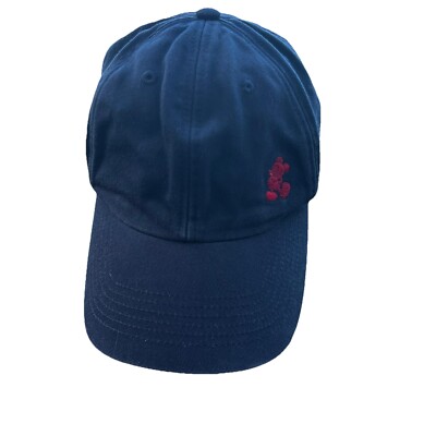 Navy Blue w Red Mickey on Hat Cap Walt Disney World Cotton Adult-image