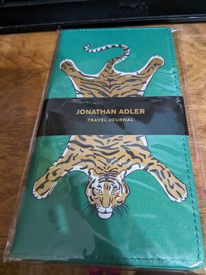 Jonathan Adler Travel Journal NWT Gold Tiger Green Cover Vegan Leather 80 pages-image