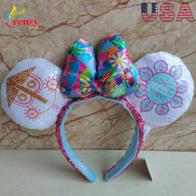 US Disney Parks It's a Small World Mickey Minnie Mouse Ears Bow Headband New-image