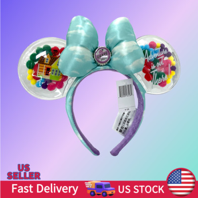 Disney. Parks Minnie Mouse  Ears UP Grape Soda Cap Balloons Pixar  Bow Headband-image