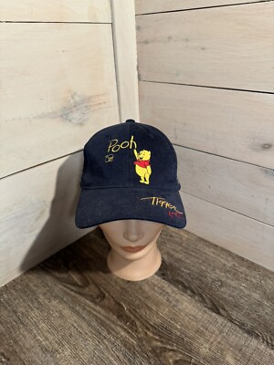 Vintage Walt Disney World Winnie the Pooh Tigger Piglet Rabbit Hat 90s Navy Blue-image